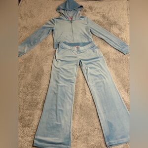 Juicy Couture Light Blue Velour Wide-Leg Lounge Pants